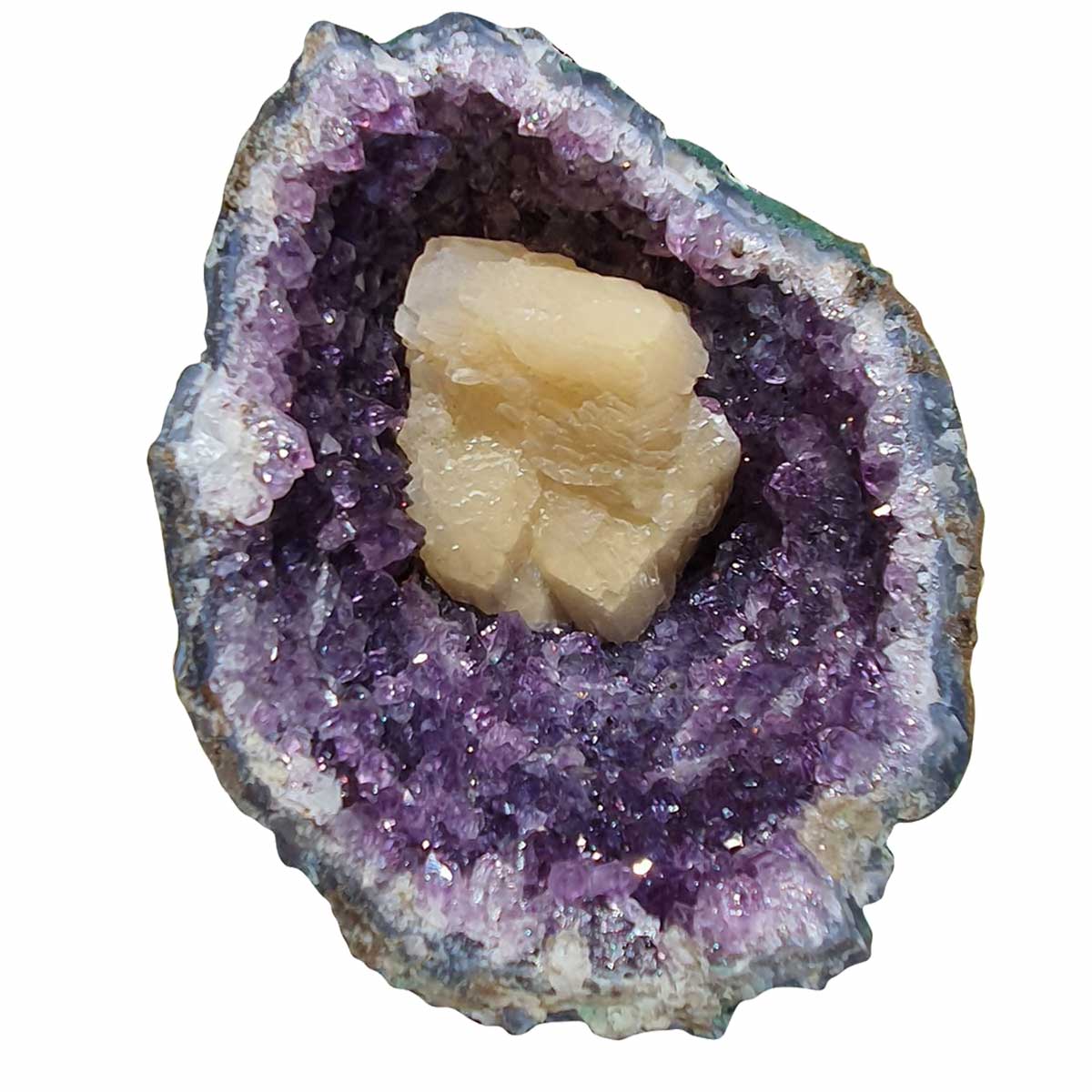 Améthyste en grotte et calcite